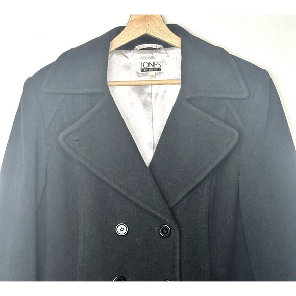 JONES Studio Womens Peacoat Wool Blend Double Breasted Car Jacket Size 8 Black - Picture 3 of 12
